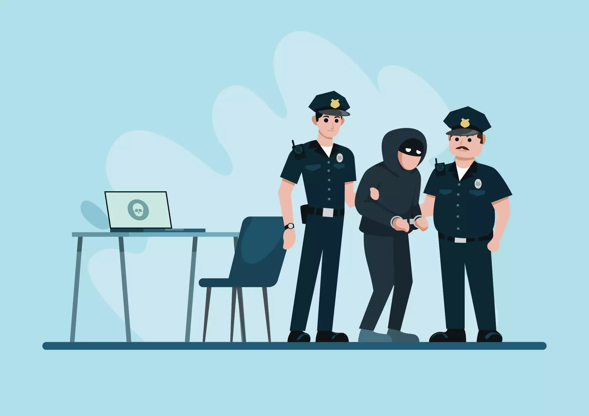 Law enforcement catching a cybercriminal with skip tracing